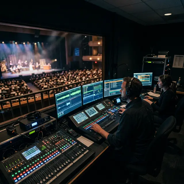 Control booth with equipment